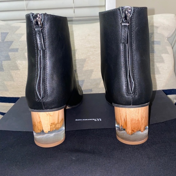 KAYO NAKAMURA by Y's SOFT SMOOTH BOOTS clear/wood US 6.5 NWB RARE - Picture 5 of 14